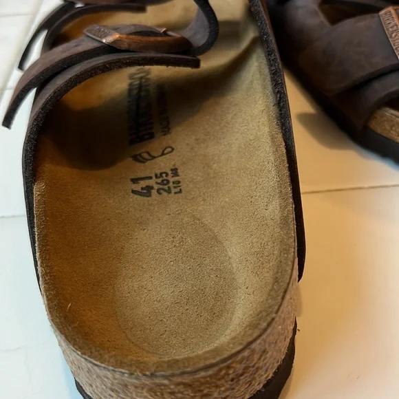 New Birkenstock Arizona Oiled Leather Brown Sandals Size 10 - Picture 7 of 12